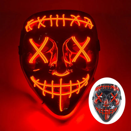 Wireless Scary Glowing Mask LED Luminous Purge Mask Halloween Horror Neon Light Up