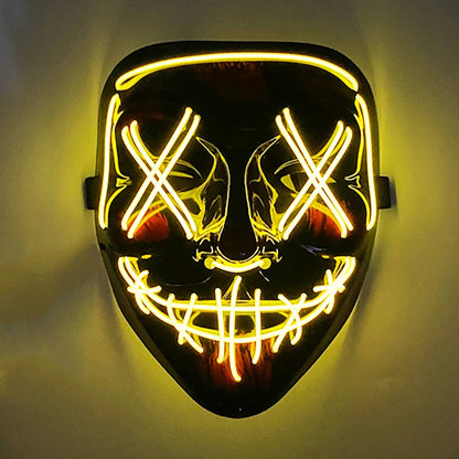 Wireless Scary Glowing Mask LED Luminous Purge Mask Halloween Horror Neon Light Up