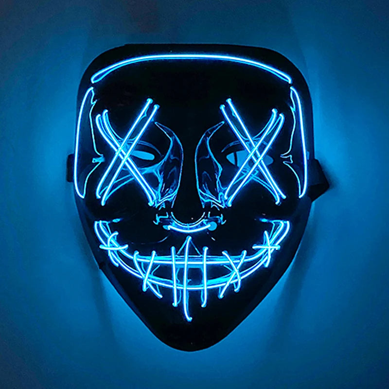 Wireless Scary Glowing Mask LED Luminous Purge Mask Halloween Horror Neon Light Up