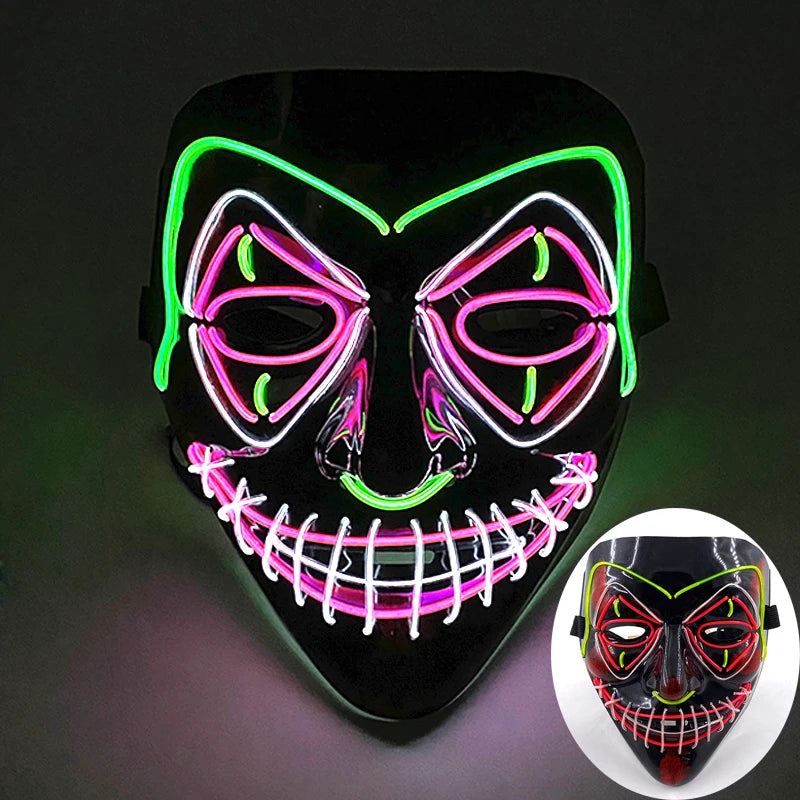 Wireless Scary Glowing Mask LED Luminous Purge Mask Halloween Horror Neon Light Up