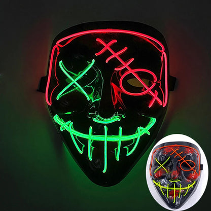 Wireless Scary Glowing Mask LED Luminous Purge Mask Halloween Horror Neon Light Up