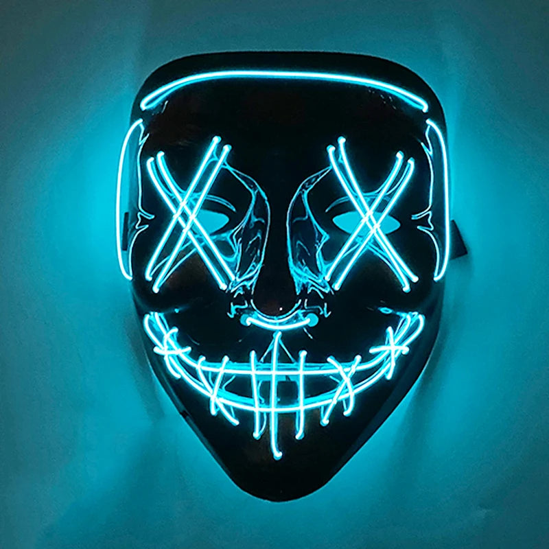 Wireless Scary Glowing Mask LED Luminous Purge Mask Halloween Horror Neon Light Up