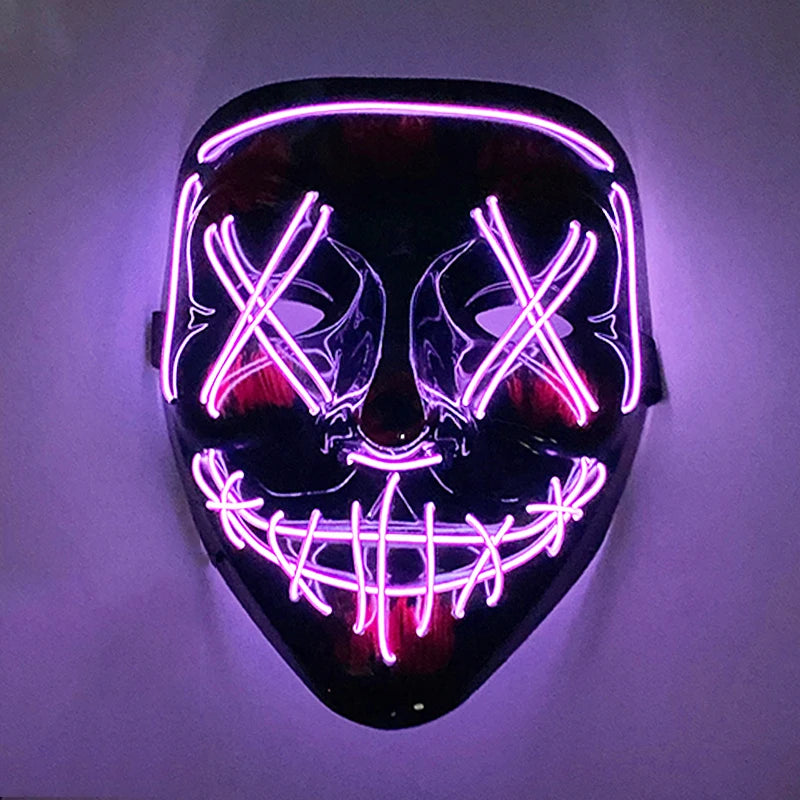 Wireless Scary Glowing Mask LED Luminous Purge Mask Halloween Horror Neon Light Up