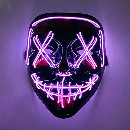 Wireless Scary Glowing Mask LED Luminous Purge Mask Halloween Horror Neon Light Up